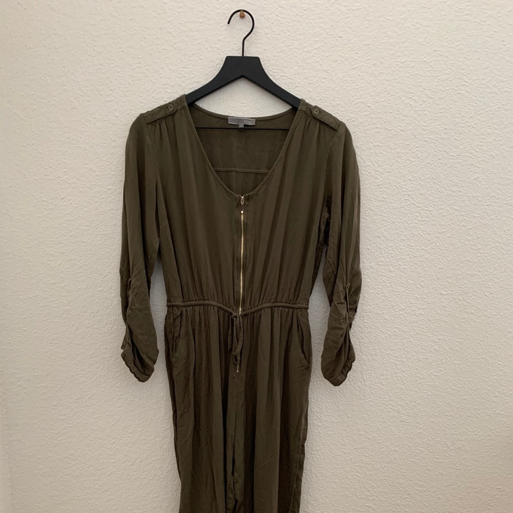 Be Cool Army Green with Gold Zipper Jumpsuit